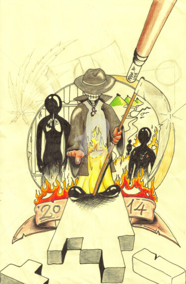 Zeichnungen mit dem Titel "Tattoovorlagen" von Gerhard Cartoon, Original-Kunstwerk