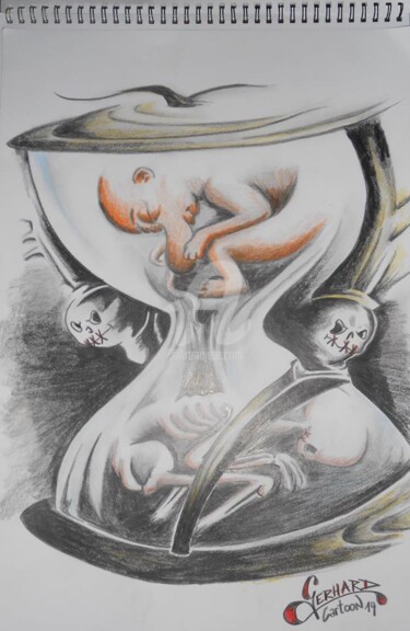 Zeichnungen mit dem Titel "Tiefsinnige Gemälde…" von Gerhard Cartoon, Original-Kunstwerk, Bleistift