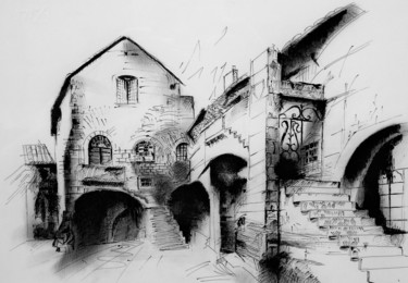 Рисунок под названием "Ruderi di casa colo…" - Francesco Cagnato, Подлинное произведение искусства, Чернила Установлен на ка…
