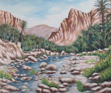 Painting titled "Les gorges d'El Kan…" by Mohamed Berkane, Original Artwork, Oil