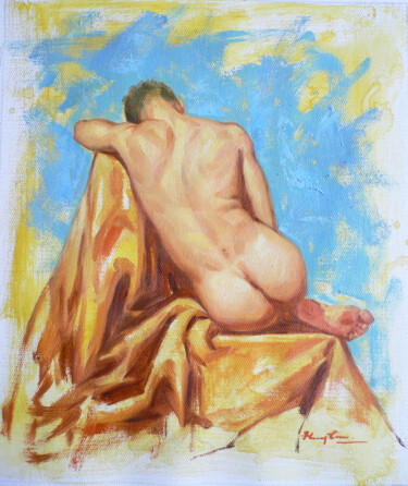 绘画 标题为“oil painting  man#8…” 由Hongtao Huang, 原创艺术品, 油