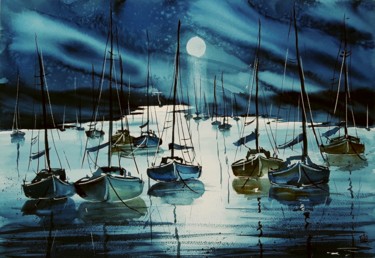 绘画 标题为“Blue Moon” 由Tito Fornasiero, 原创艺术品, 水彩