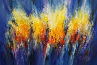 Firework Blue XL 2 Painting titled "Firework Blue XL 2" by Peter Nottrott, Original Artwork, Acrylic