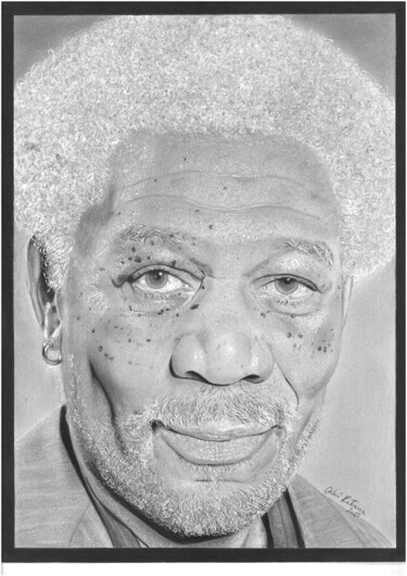 Drawing titled "Morgan Freeman" by Katarina Grbic, Original Artwork, Pencil