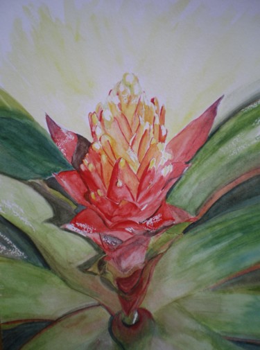 「Portrait de fleur」というタイトルの絵画 Véronique Faivreによって, オリジナルのアートワーク, 水彩画