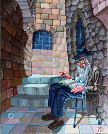 Malerei mit dem Titel "Bookish Man" von Victor Molev, Original-Kunstwerk, Öl