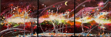 Painting titled ""Jardin Originel"" by Marie Laplace, Original Artwork, Acrylic Mounted on Wood Stretcher frame