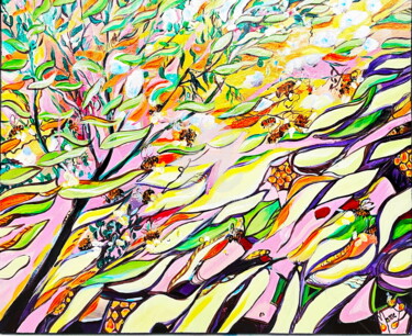 绘画 标题为“NATURE EN NOUS AUTO…” 由Marie Laplace, 原创艺术品, 丙烯 安装在木质担架架上