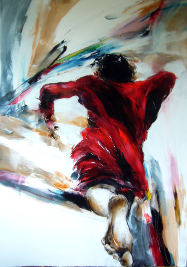 Peinture intitulée "la fuite" par Christian Vey, Œuvre d'art originale, Huile