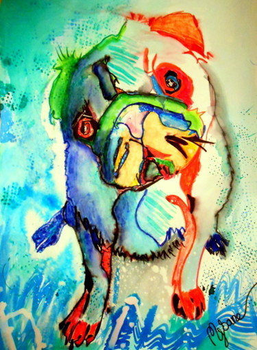 Dessin intitulée "le-youki-a-sa-memere" par Mysane, Œuvre d'art originale, Autre