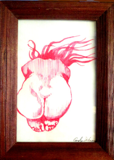 Drawing titled "Red Ink Female" by Carolyn   A. Debnam, Original Artwork, Ink