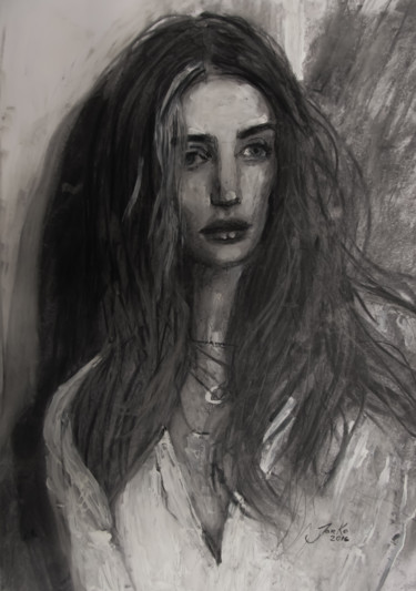 图画 标题为“Rosie Huntington-Wh…” 由Jarmo Korhonen, 原创艺术品, 粉笔