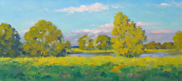 Painting titled "Evening on river. S…" by Alexander Alexandrovsky, Original Artwork, Oil