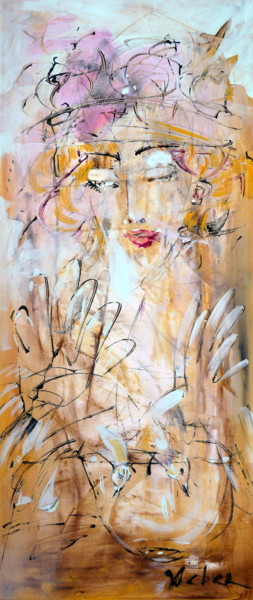 Peinture intitulée "Water for birds" par Oksana Veber, Œuvre d'art originale, Acrylique Monté sur Châssis en bois