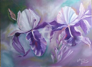 Peinture intitulée "les Iris .jpg" par Catherine Gauvrit, Œuvre d'art originale, Huile