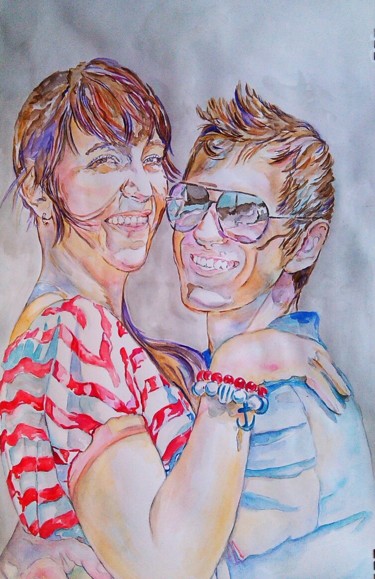 Painting titled "Пара" by Ekaterina Mets, Original Artwork, Watercolor