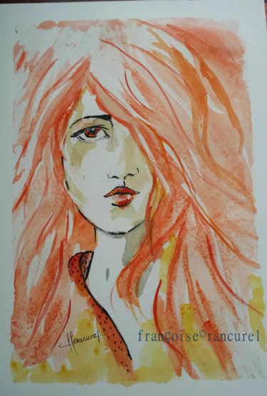 Peinture intitulée "♥ Roxane ♥ 197" par Françoise Lanfroy-Rancurel, Œuvre d'art originale, Aquarelle