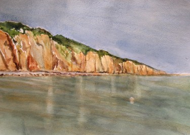 Pintura titulada "Falaises de Pourvil…" por Nicole Hittema-Martineau, Obra de arte original, Acuarela