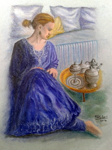Peinture intitulée "Evoquant instants p…" par Marian Cobos, Œuvre d'art originale, Pastel