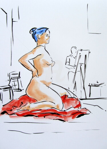 Dessin intitulée "natalia (3)16 septe…" par Anne-Marie Mary, Œuvre d'art originale