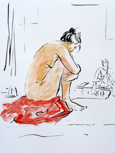Dessin intitulée "natalia(4) 16 sept…" par Anne-Marie Mary, Œuvre d'art originale