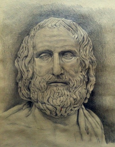 Dessin intitulée "Euripide" par Michèle Rais, Œuvre d'art originale, Graphite