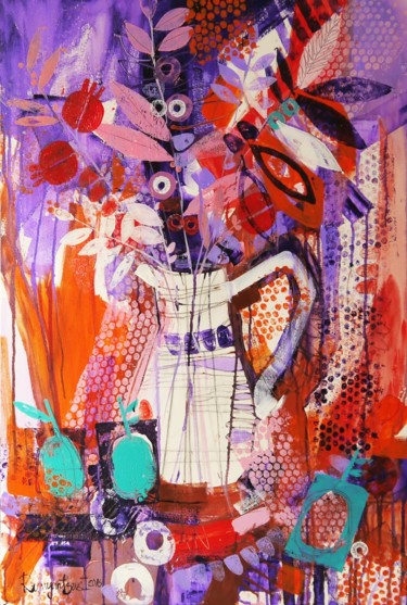 Painting titled "Funky Still Life" by Irina Rumyantseva, Original Artwork, Acrylic