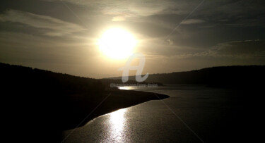 Lac de Serres Ponçon sous LE projecteur Photography titled "Lac de Serres Ponço…" by Anne D'Orion, Original Artwork