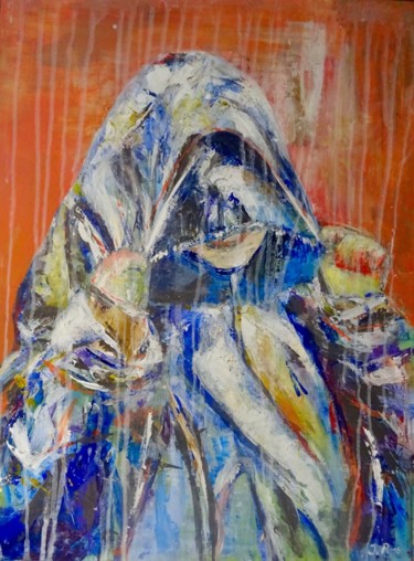 Peinture intitulée "l'enfant au capucho…" par Isabelle Reygaerts, Œuvre d'art originale, Acrylique