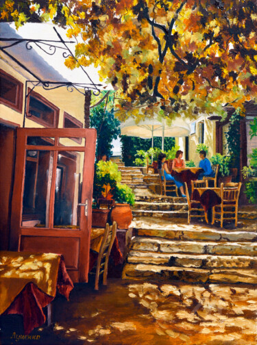 "Summer cafe" başlıklı Tablo Sergey Lutsenko tarafından, Orijinal sanat, Petrol