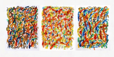 Painting titled "exTriptyque Archite…" by Jean Mirre, Original Artwork, Oil