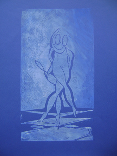 印花与版画 标题为“"Malgré l'orage"” 由Nadine Trescartes (fildefériste), 原创艺术品, Linocuts
