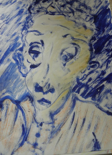 图画 标题为“autoportrait bleu..…” 由Roger Ernest Jankow, 原创艺术品, 彩画