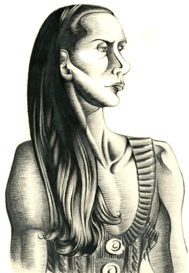 Drawing titled "Lady" by Journeymandesigns, Original Artwork, Charcoal