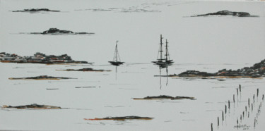 Dessin intitulée "NAVIGATION A VUE" par Dominique Thivollier, Œuvre d'art originale, Encre