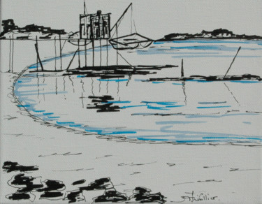 Dessin intitulée "CARRELET" par Dominique Thivollier, Œuvre d'art originale, Encre