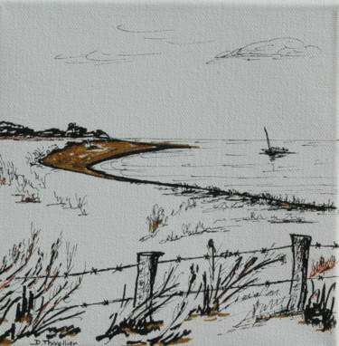 Dessin intitulée "SITE Protégé  ÎLE D…" par Dominique Thivollier, Œuvre d'art originale, Encre