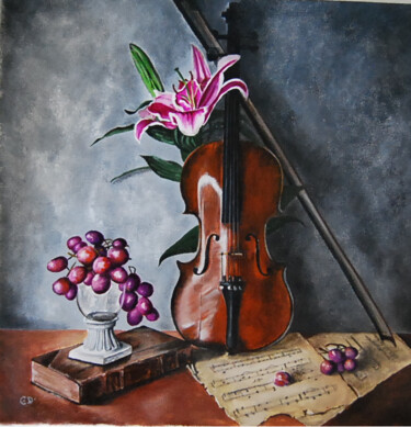 Painting titled "le-lis-musical.png" by Catherine Digue - Turpin, Original Artwork, Gouache