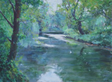 Peinture intitulée "Au fil de la Bouton…" par Michel Adam, Œuvre d'art originale, Acrylique