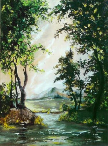 Painting titled "nature sauvage" by Hélène Molina, Original Artwork, Oil