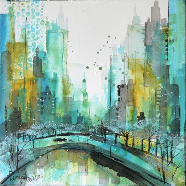 New York Abstract Painting titled "New York Abstract" by Irina Rumyantseva, Original Artwork, Acrylic