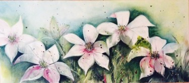 绘画 标题为“Lilien” 由Tabea Schibler (TaBeArt), 原创艺术品, 水彩 安装在木质担架架上