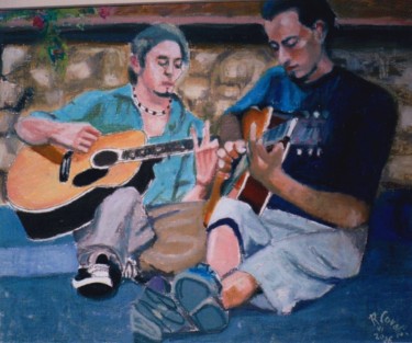 Dessin intitulée "N°483  Duo sur la r…" par R. Cavalié, Œuvre d'art originale, Pastel