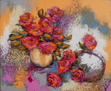 Petits arrangements.Nathalie Montel Pintura intitulada "Petits arrangements…" por Nathalie Montel, Obras de arte originais, Acrílico Montado em Armação em madei…