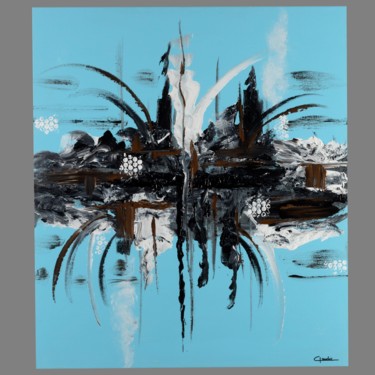 Peinture intitulée "Blues d'automne" par Cathy Claudio, Œuvre d'art originale, Huile Monté sur Châssis en bois