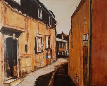 Peinture intitulée "Ruelle Ocre" par Jeanne-Marie Delbarre, Œuvre d'art originale, Huile Monté sur Châssis en bois