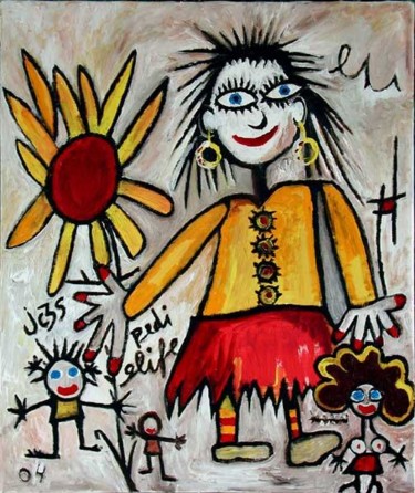 Painting titled "Eu e a minha família" by Jose Carlos Sarmento, Original Artwork, Oil