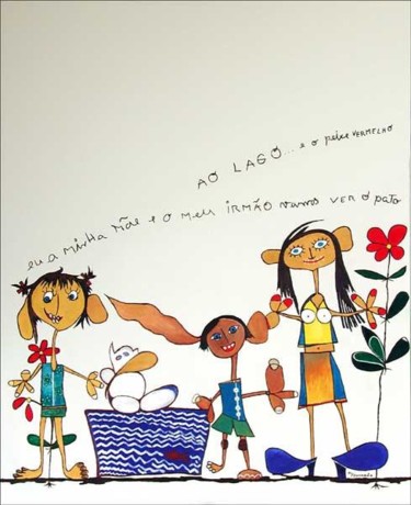 Painting titled "Visita ao lago" by Jose Carlos Sarmento, Original Artwork