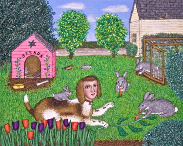 Peinture intitulée "Brenda the Beagle/R…" par Stephen Warde Anderson, Œuvre d'art originale, Acrylique Monté sur Autre panne…