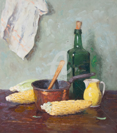 Painting titled "Corn" by Alexander Alexandrovsky, Original Artwork, Oil